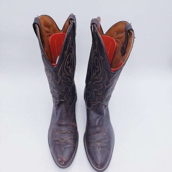 Laredo Men's Cowboy Boots Brown Leather Pointed Toe Embroidered Size 11 - Picture 6 of 9